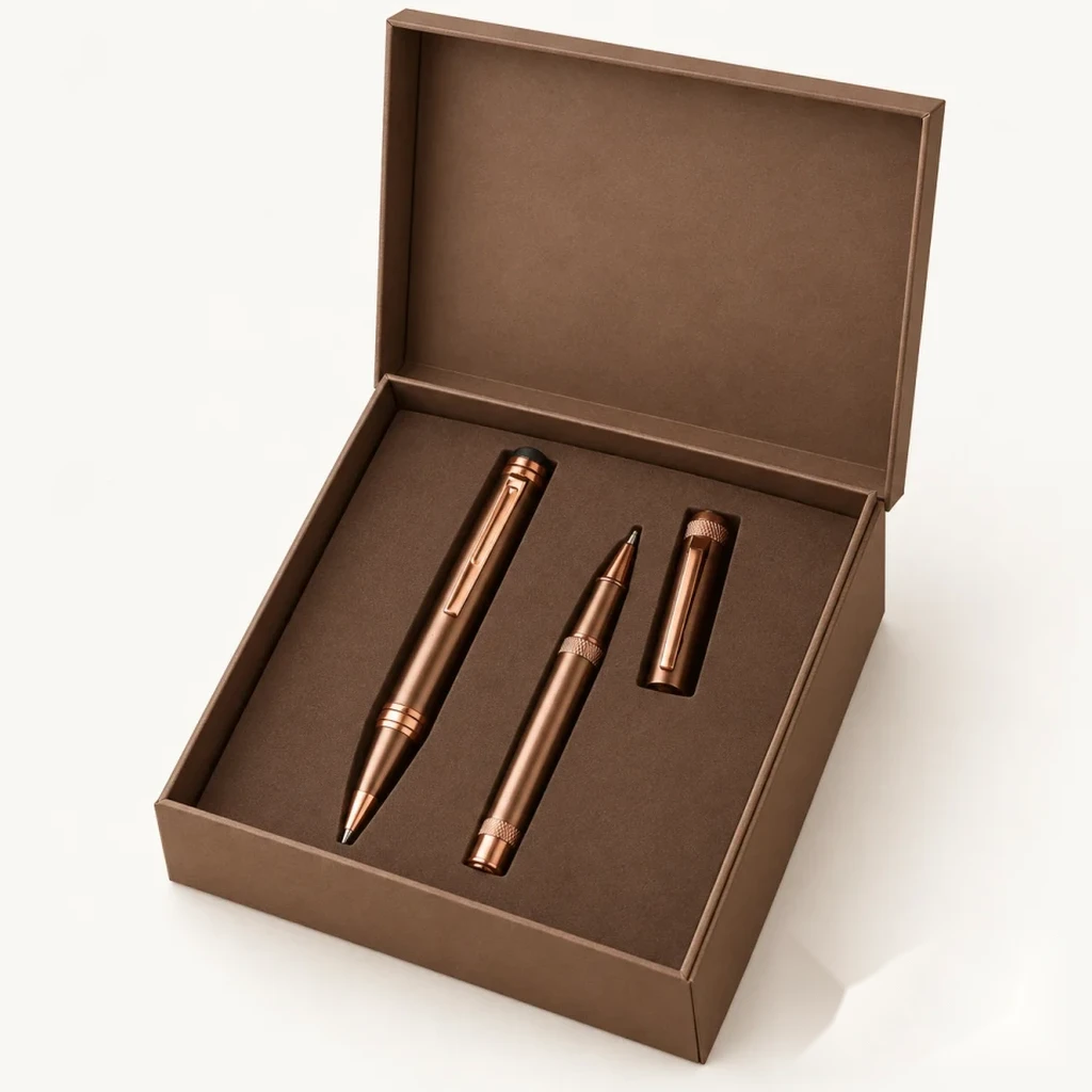 Brushed Bronze Stylus & Knurled Pen Duo