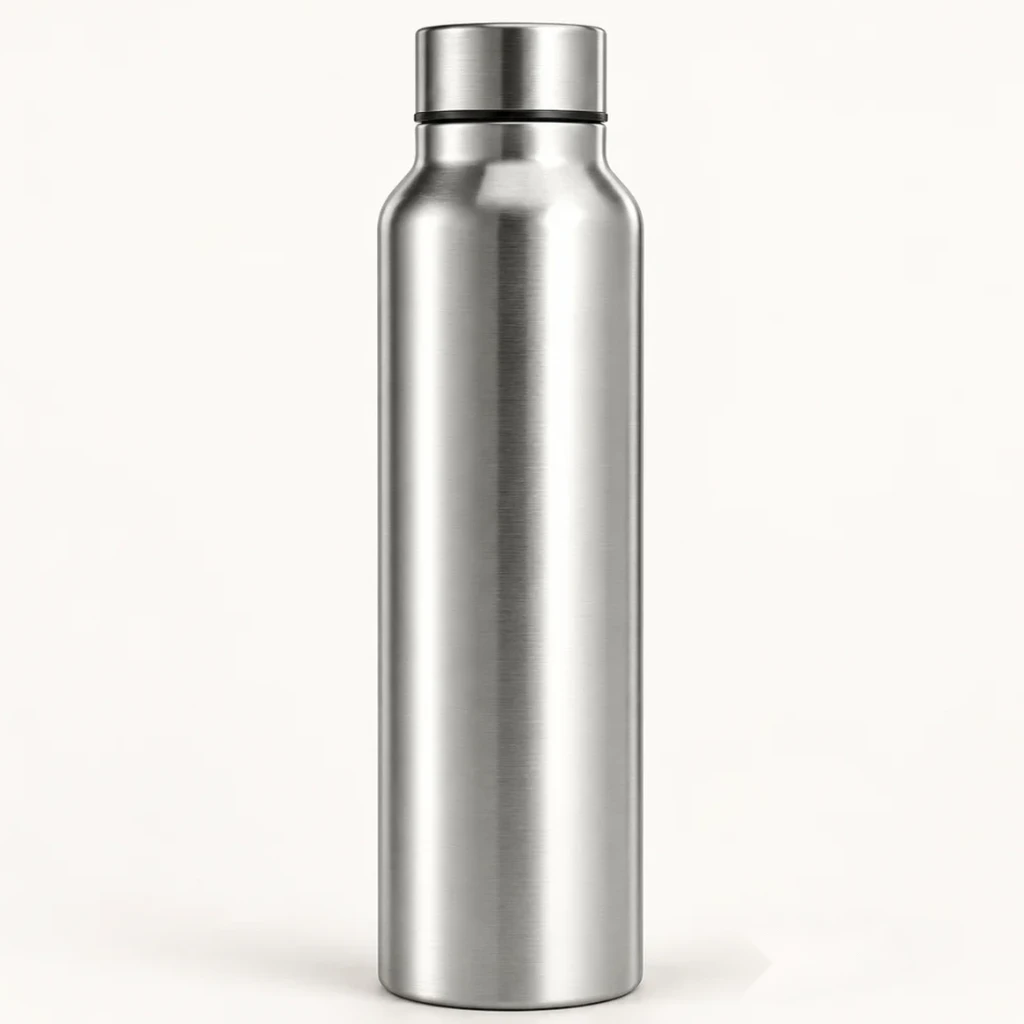 Brushed Steel Cylindrical Vacuum Bottle