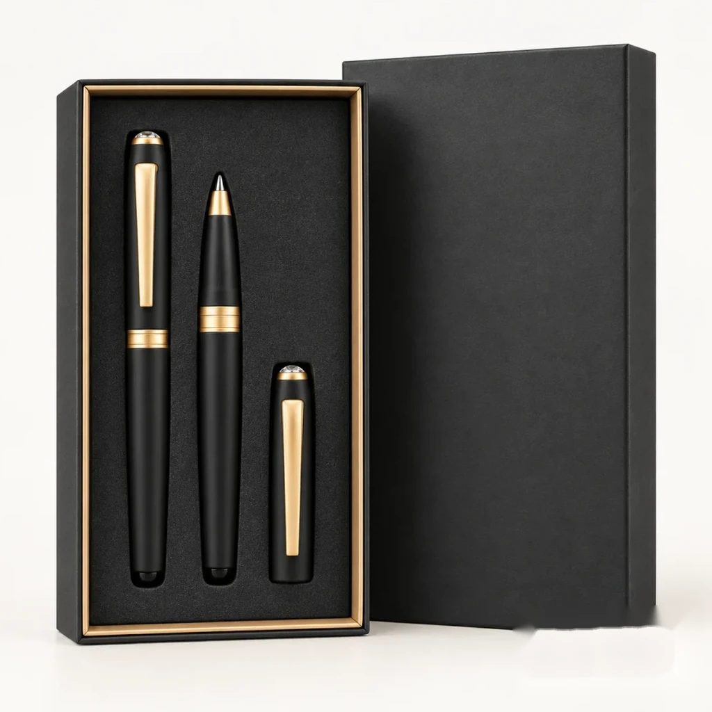 Gold-Rim Matte Black Executive Pen Duo