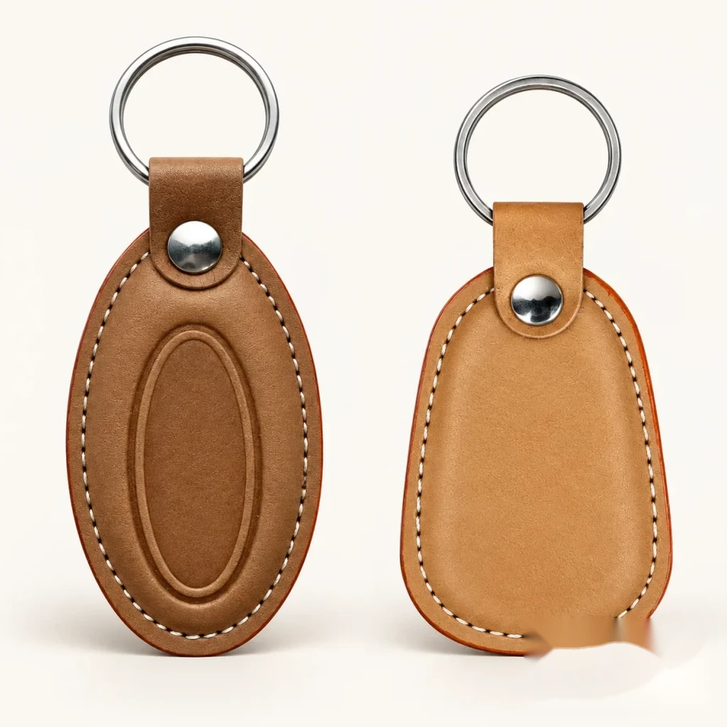 Heritage Stitched Leather Oval Key Fob
