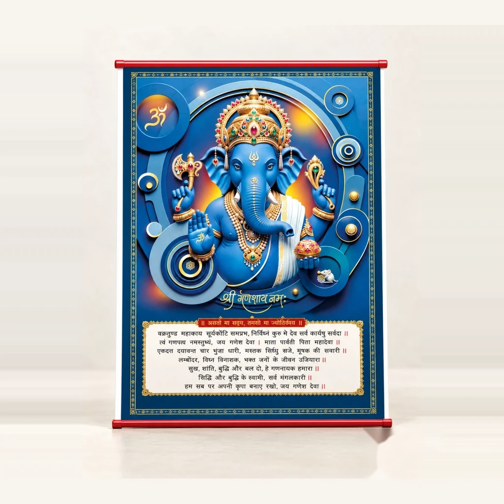 Lord Ganesha 3D Sculpted Scroll Wall & Desk Calendar
