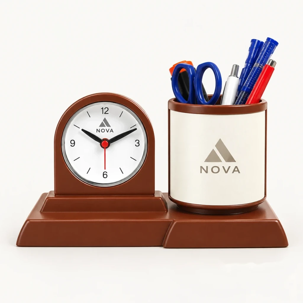 Solid mahogany executive desk organizer and pen caddy