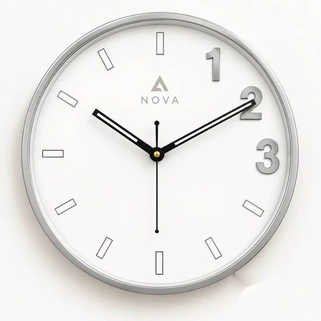 Minimalist Silver Aluminum Wall Clock