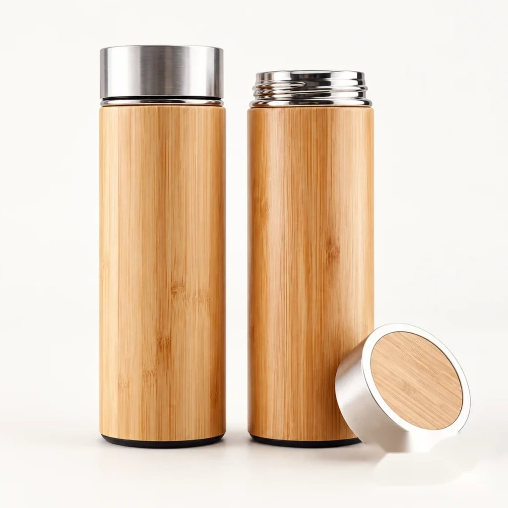 Natural Bamboo Vacuum Insulated Flask