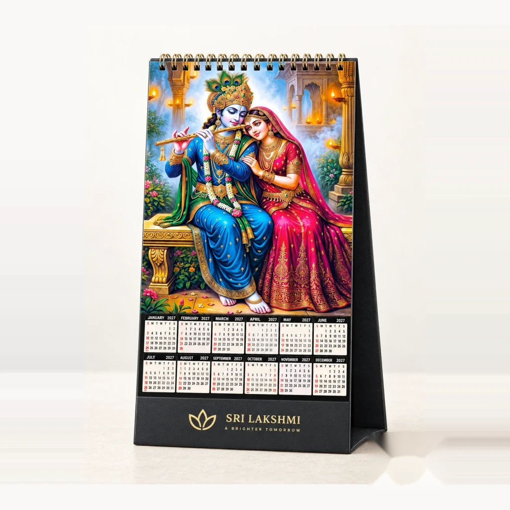 Radha Krishna Vrindavan Breeze Slim Table Calendar