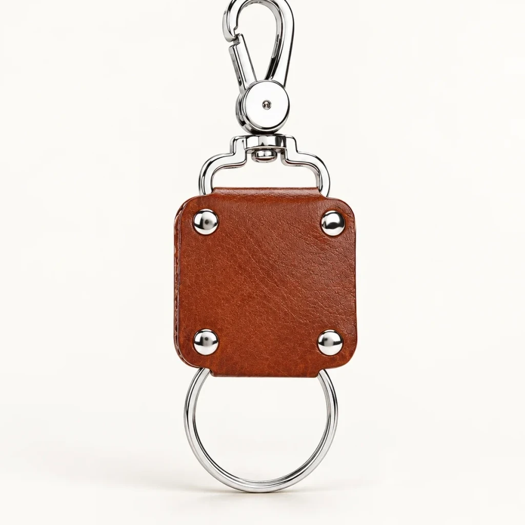 Riveted Leatherette Swivel Key Fob