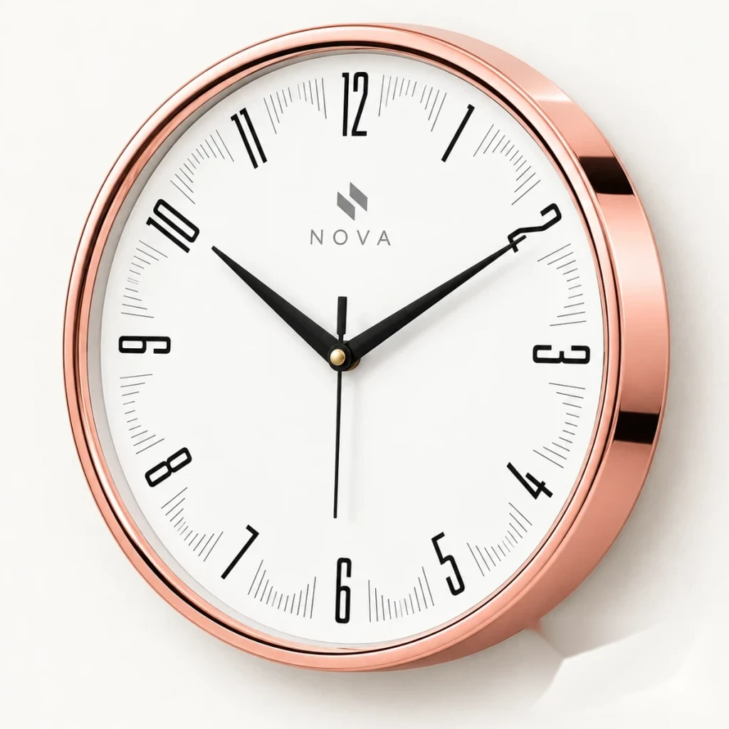 Rose Gold Sunburst Metallic Wall Clock