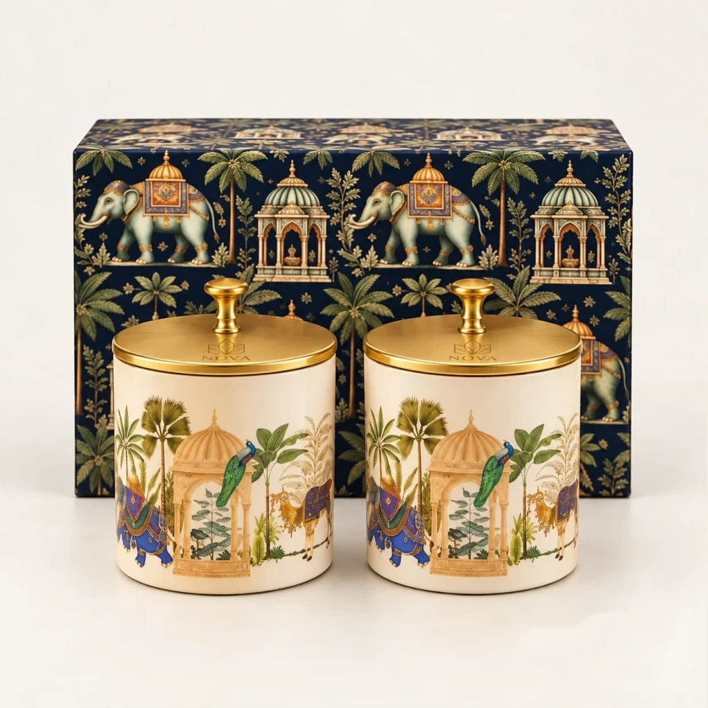 Royal Elephant Ceramic Festive Jar Duo
