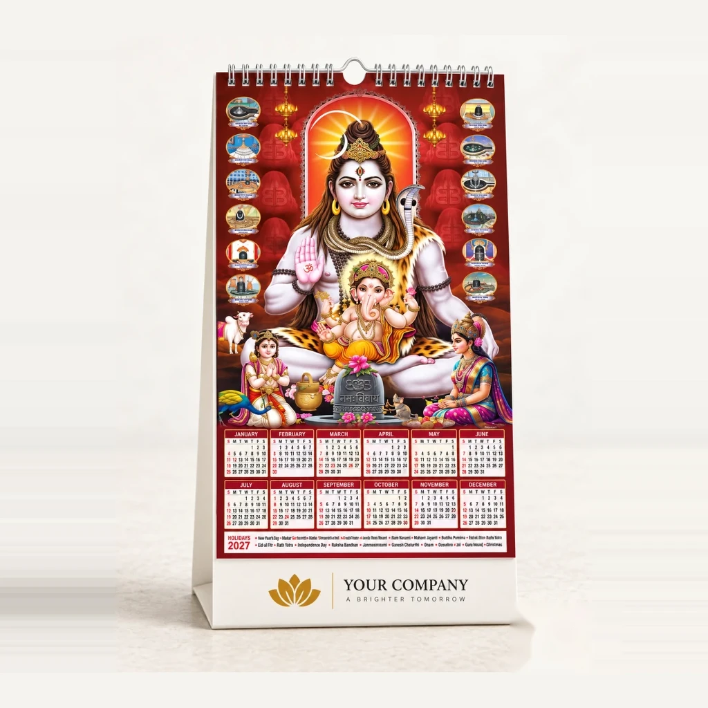 Shiv Parivar & 12 Jyotirlinga Sacred Wall Calendar