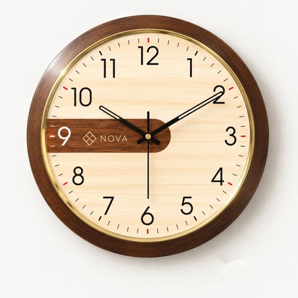 Walnut & Birch Heritage Wooden Wall Clock