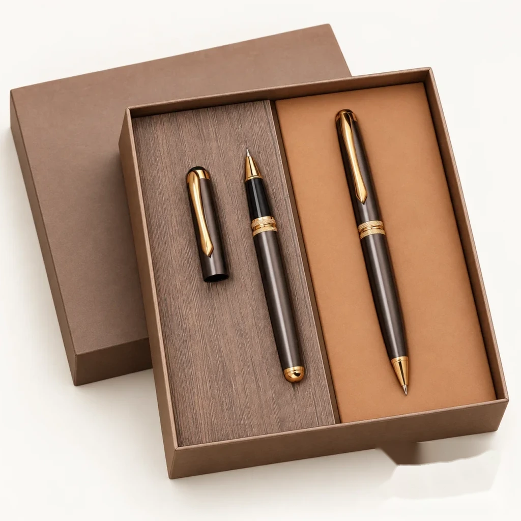 Walnut & Leatherette Espresso Pen Gift Box